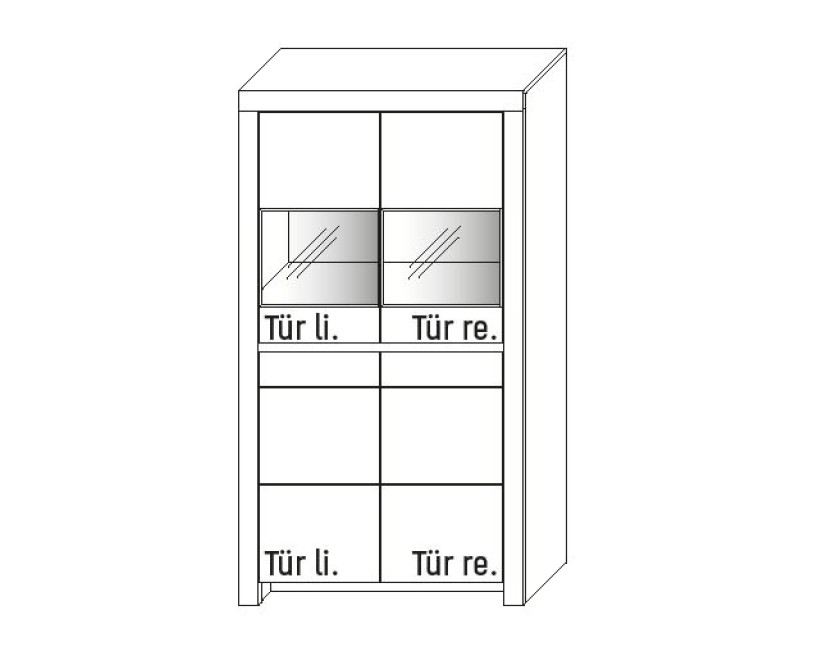 Illustration eines Vitrinenschrankes vor weißem Hintergrund