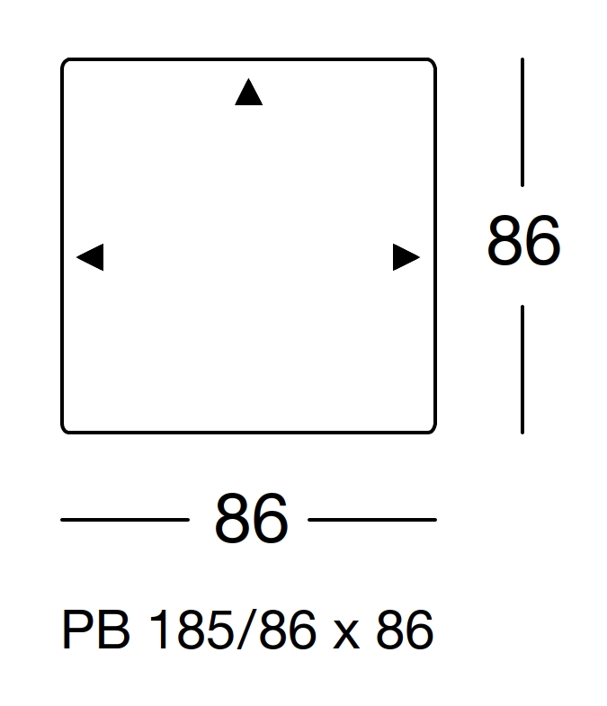 Maßzeichnung eines Sofaelements vor weißem Hintergrund freistil Rolf Benz 185