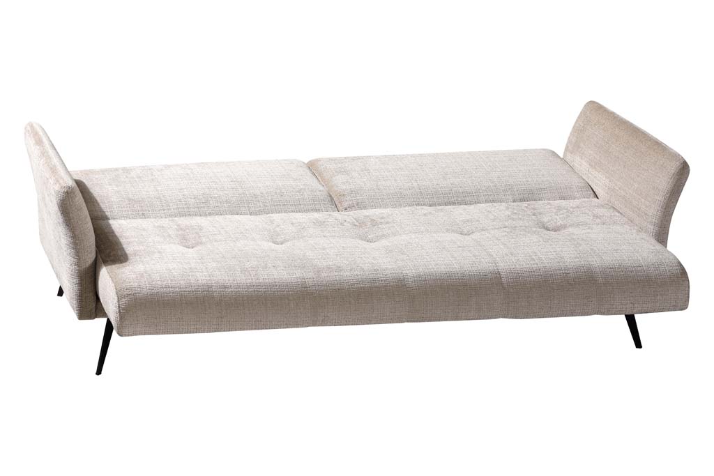 Beiges Schlafsofa mit verstellbarer Rückenlehne und modernen schwarzen Beinen