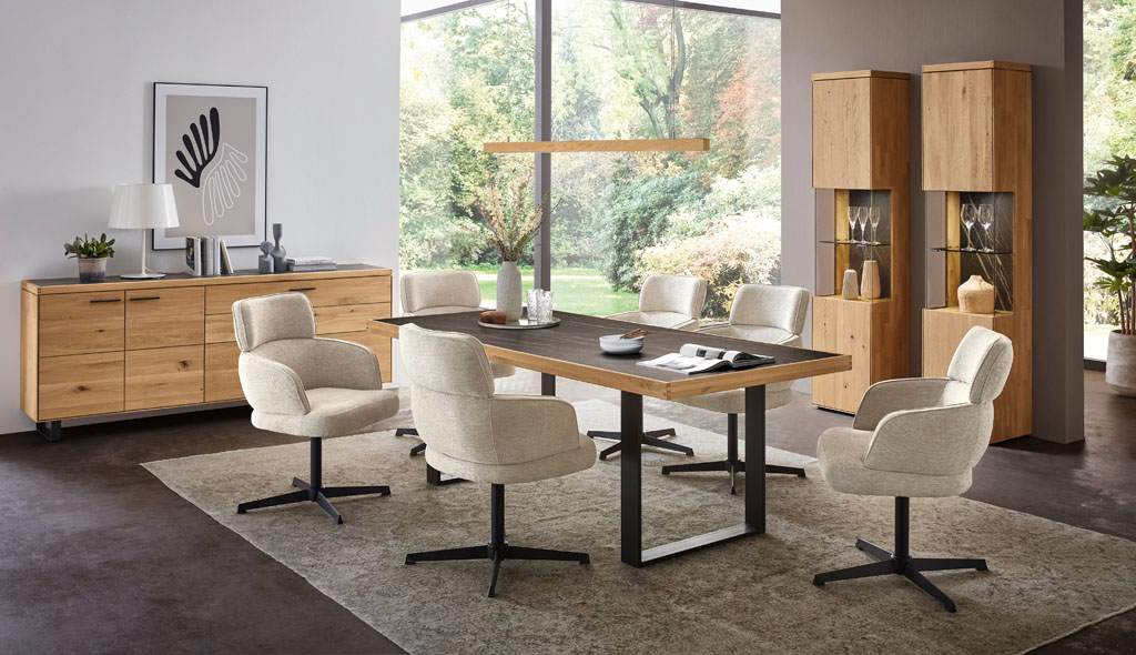 Wöstmann  WM 2520 - Esstisch 456 (Kufentisch) | 200 x 100 cm | Keramikplatte / Wildeiche Massivholz