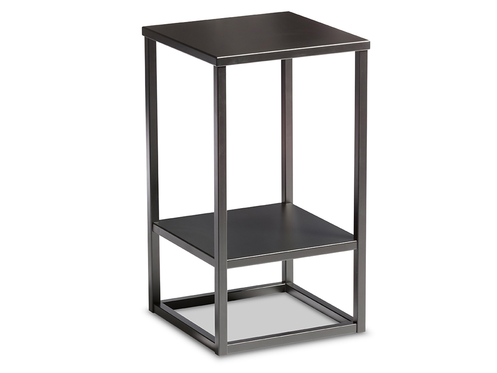 designwerk Tische - Konsole klein | H: 60 cm Schwarzer metallischer Beistelltisch mit rechteckigem Design und zwei Ebenen, ideal für moderne Einrichtungen.