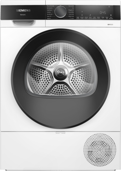 Siemens Wäschetrockner mit digitalem Display und rundem Bullauge