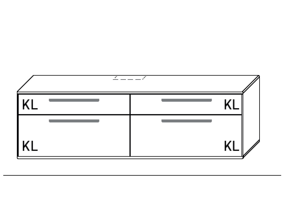 Illustration eines Lowboards vor weißem Hintergrund