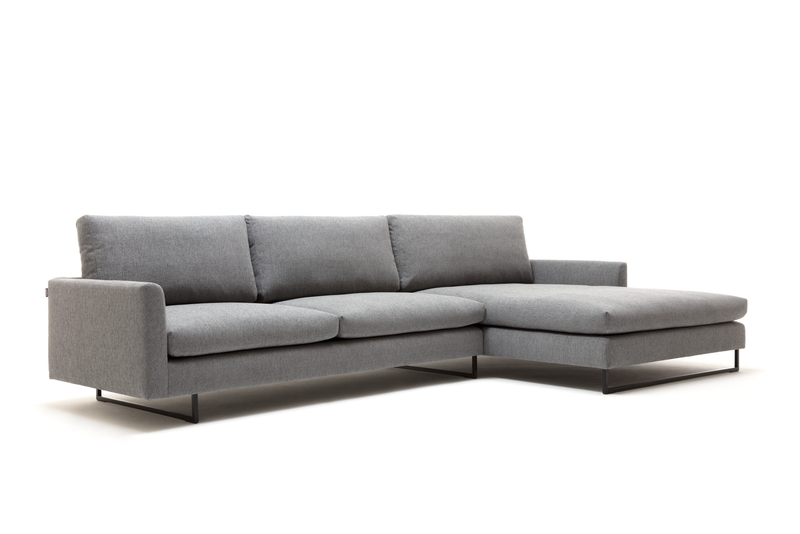 freistil Rolf Benz 134 - Polstergarnitur | B: 334 cm Graues Ecksofa aus Stoff mit minimalistischem Design und Metallfüßen