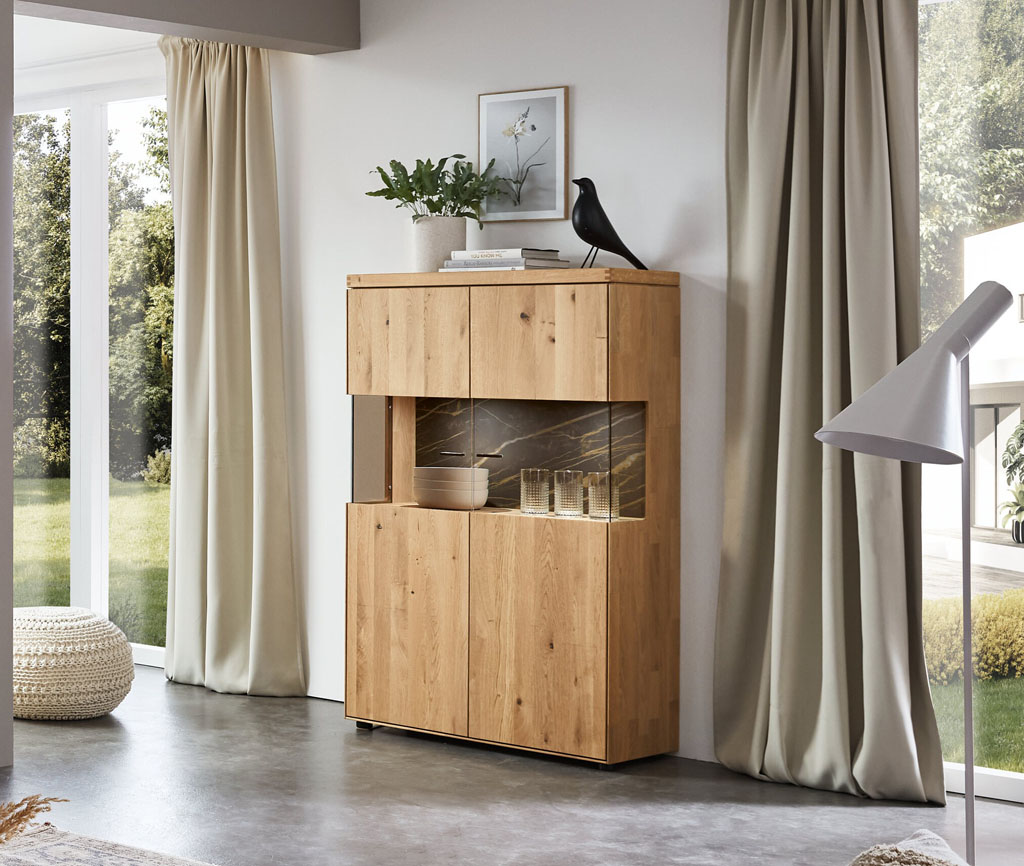 Wöstmann WM 2520 - Highboard | Type 4940 | B: 91,9 cm | Wildeiche massiv, Keramik