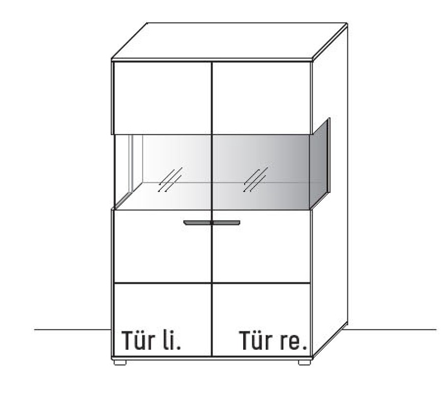 Illustration eines Highboards vor weißem Hintergrund