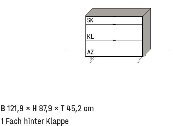 Illustration eines Sideboards mit Bezeichnung vor weißem Hintergrund