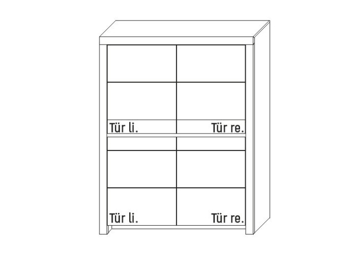 Illustration eines breiten Schrankes vor weißem Hintergrund