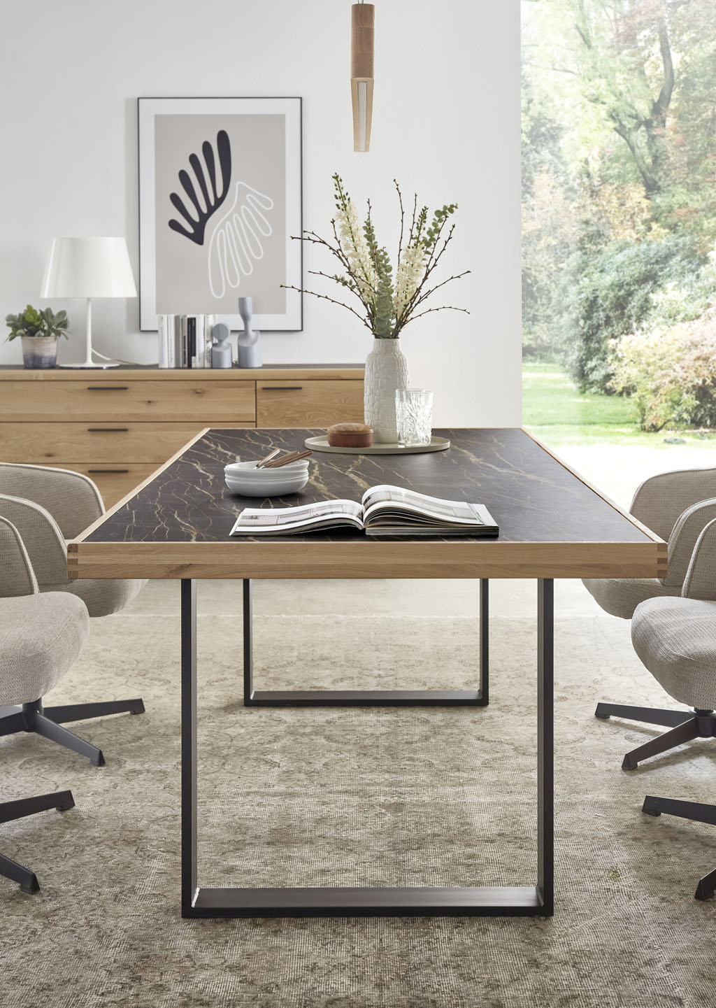 Wöstmann  WM 2520 - Esstisch 456 (Kufentisch) | 200 x 100 cm | Keramikplatte / Wildeiche Massivholz