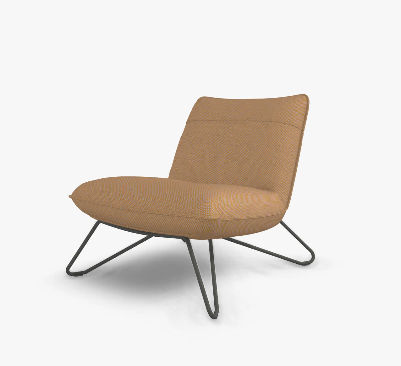 Rolf Benz 394 - Sessel (Loungesessel) | Stoff, sonnengelb 24.355 | Metallgestell umbragrau Moderner Lounge-Sessel in Beige mit stabilem Metallgestell auf hellem Hintergrund