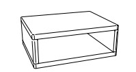 Illustration eines Hängenachtschranks mit offenem Fach vor weißem Hintergrund