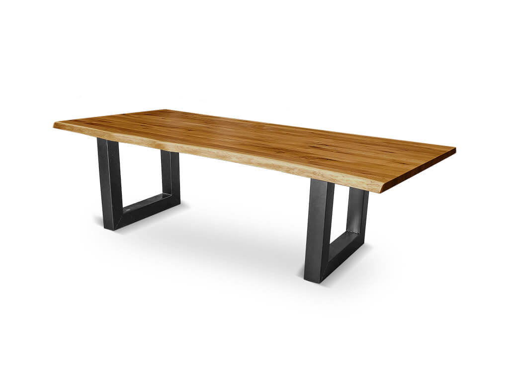 Großer Esstisch aus Holz mit stabilen Metallbeinen, ideal für Esszimmer