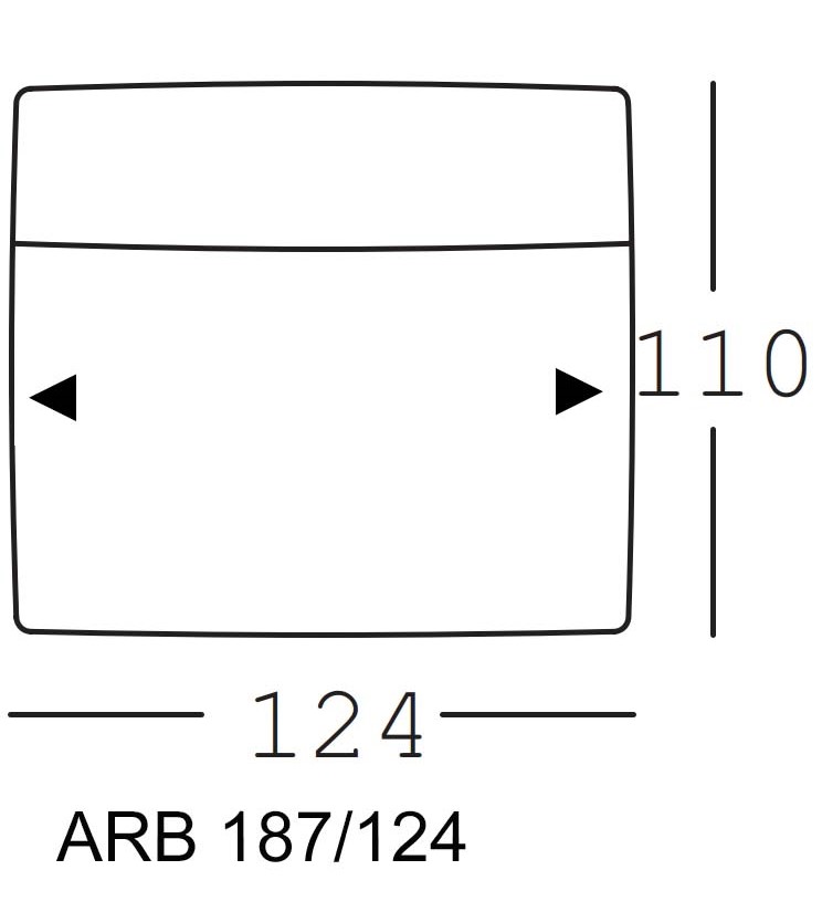 freistil Rolf Benz 187 - Anreihbank | B: 124 cm | ARB 187/124 Maßzeichnung eines Sofaelements vor weißem Hintergrund freistil Rolf Benz 187