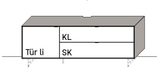 Illustration eines Lowboards vor weißem Hintergrund