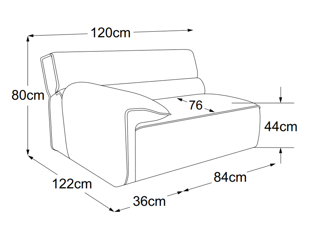 designwerk Vola - Element 105 Armteil links | B: 120 cm | D009105 designwerk Vola - Element 105 Armteil links | B: 120 cm | D009105