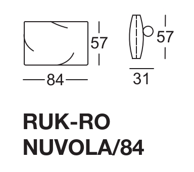 Technische Zeichnung, Abmessungen 84x57x31 mm, Modell RUK-RO Nuvola/84