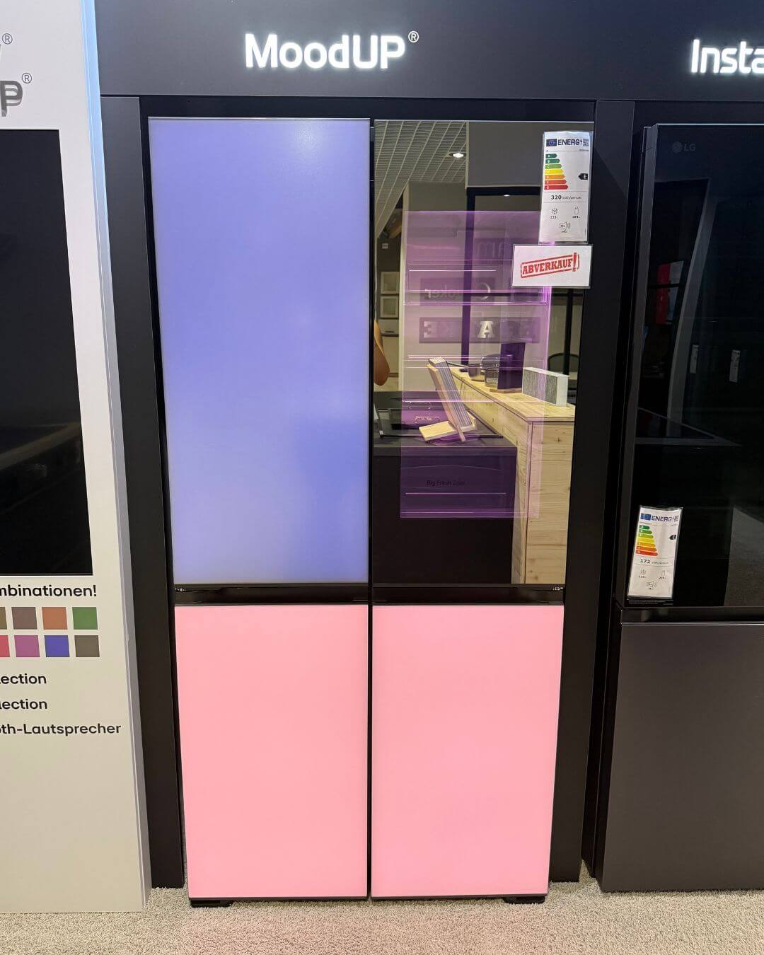 LG MoodUP  Multi-Door Kühlschrank mit InstaView (EEK E, 617L, 190,5cm hoch) mit eingebautem Lautsprecher, veränderbaren Farben & Total No Frost | GMV960NNME - AUSSTELLUNGSGEBRAUCHT