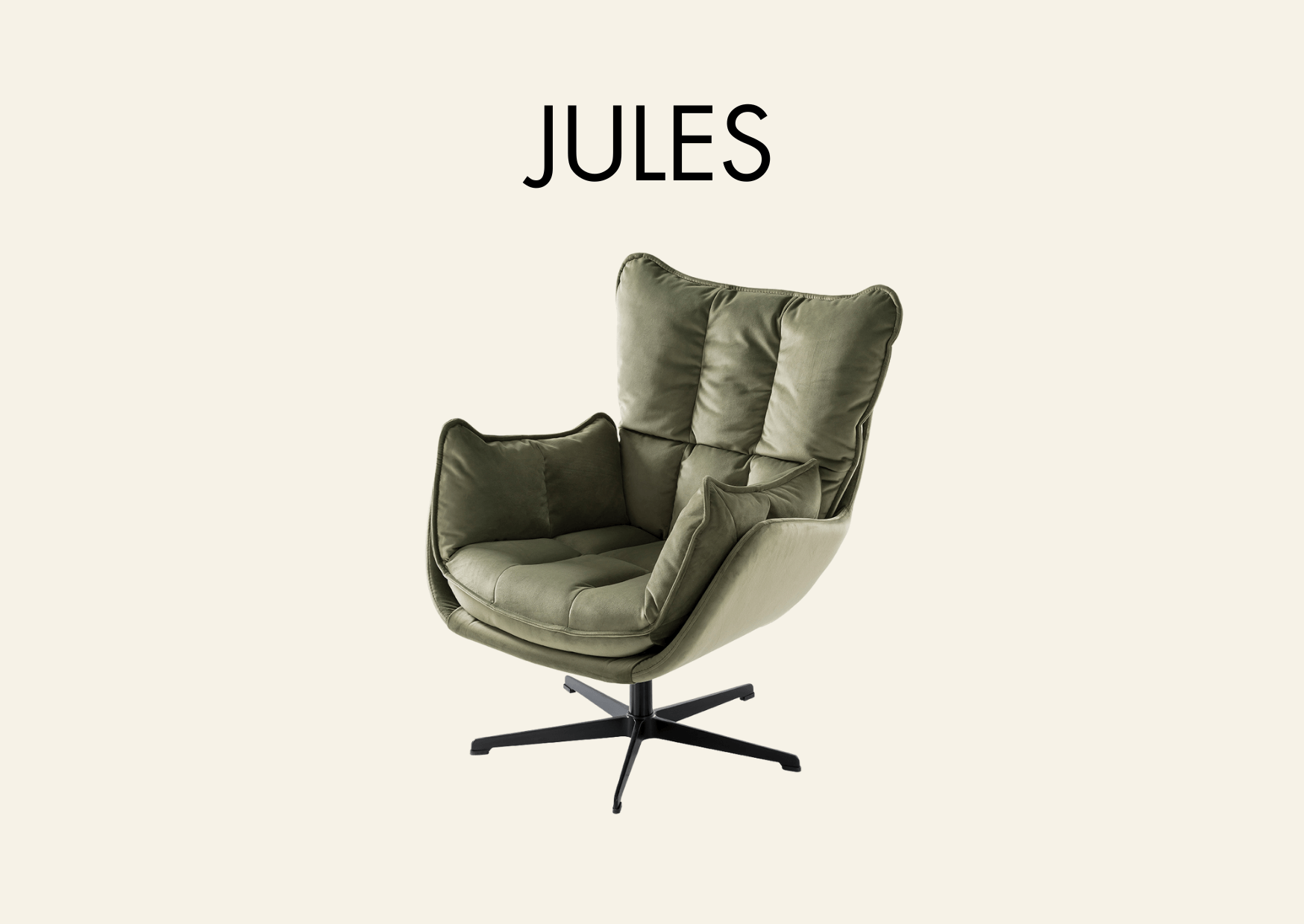 Sessel mit Ziernaht und Aufschrift "jules"
