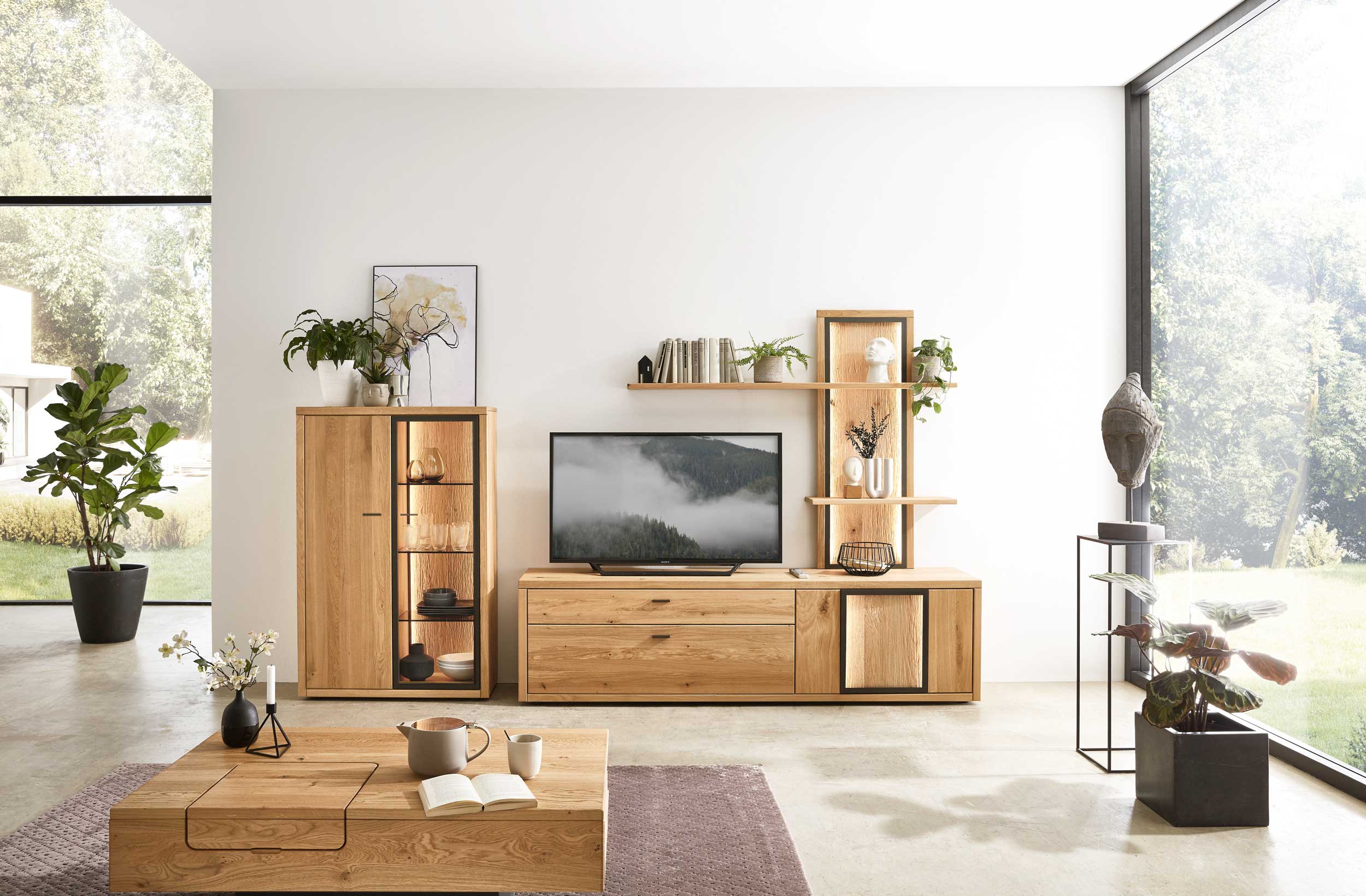 Wöstmann WM 2250 - Wohnwand | Type 0011/0111 | Wildeiche massiv | konfigurierbar