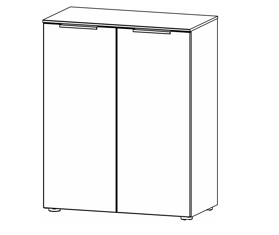 Illustration einer Kommode mit zwei Türen vor weißem Hintergrund