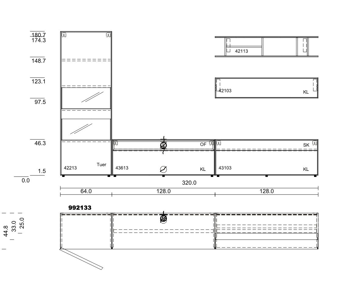 now! by hülsta. easy | Wohnwand | Lack-reinweiß | B: 320 cm | Akzent Lack-reinweiß | 992133