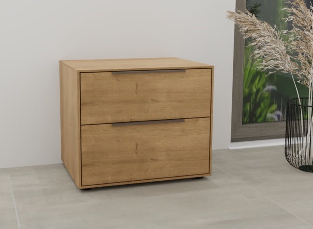 Wöstmann WSM 2800 - Konsole (1542), 2 Schubkästen | Wildeiche massiv | 2 Größen konfigurierbar Nachtschrank Wildeiche massiv mit zwei Schubladen WSM 2800 Wöstmann
