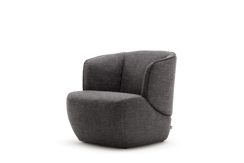 Rolf Benz 384 - Sessel (Loungesessel) | Stoff, signalschwarz 15.161 Gemütlicher grauer Loungesessel mit abgerundeten Kanten und modernem Design