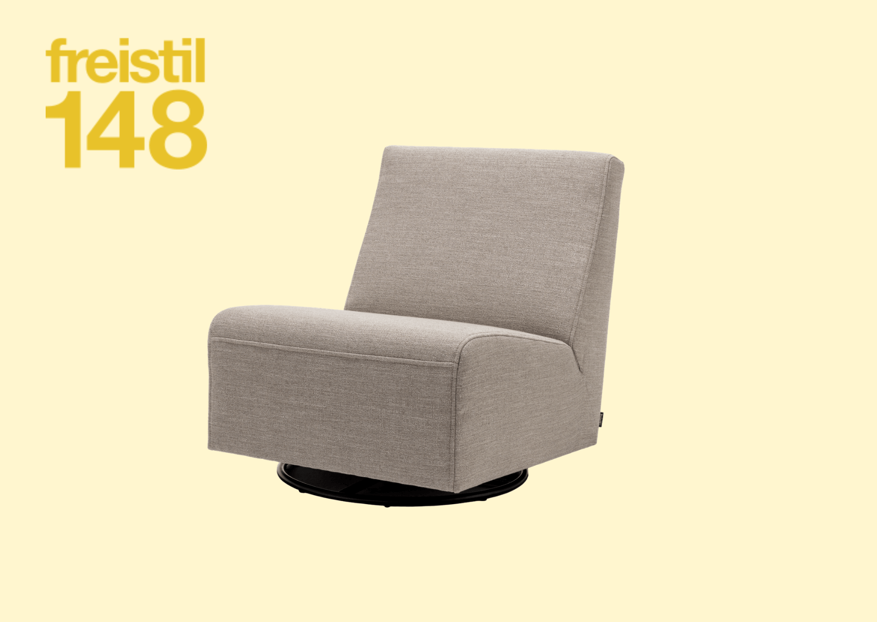 grauer Sessel ohne Armlehnen. Bildaufschrift: freistil 148.