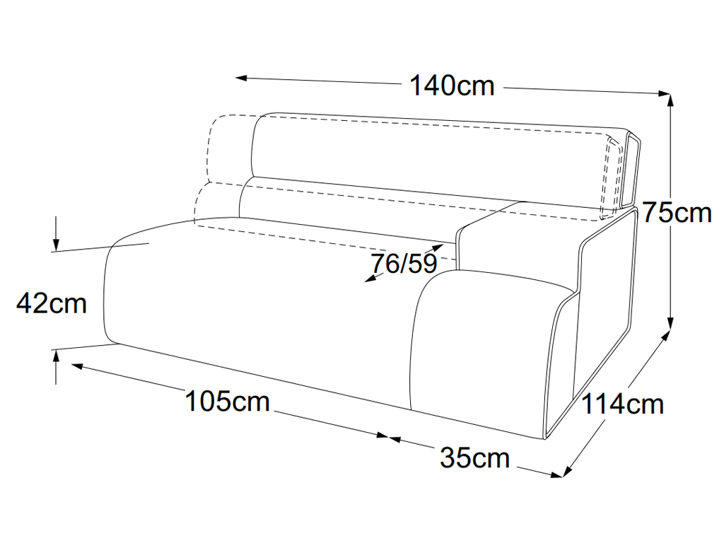 designwerk Colosseo - Element 105 Armteil rechts | B: 140 cm | mit Rückenverstellung | D081116 designwerk Colosseo - Element 105 Armteil rechts | B: 140 cm | mit Rückenverstellung | D081116