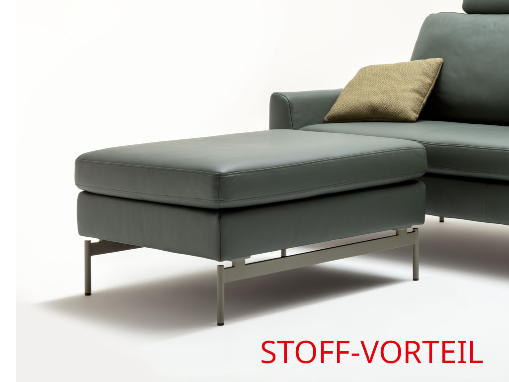 Hocker in grünlichem Lederbezug von Rolf Benz Mioko