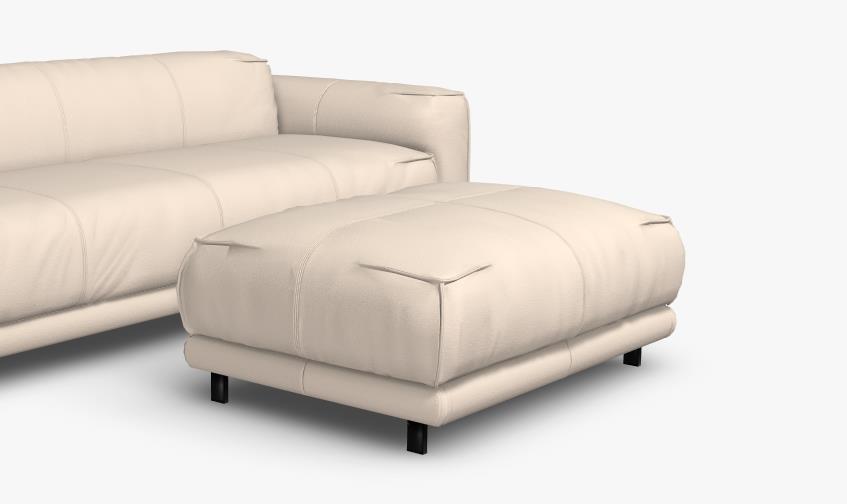 freistil Rolf Benz 136 - Polsterbank | B: 104 cm Modernes beiges Sofa mit passendem Ottomane auf weißem Hintergrund