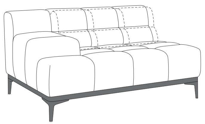 DW.O.D115105/DW.O.D115106 designwerk Oasis - Element 105 Armteil | B: 144 cm | mit Rückenverstellung | D115105/D115106