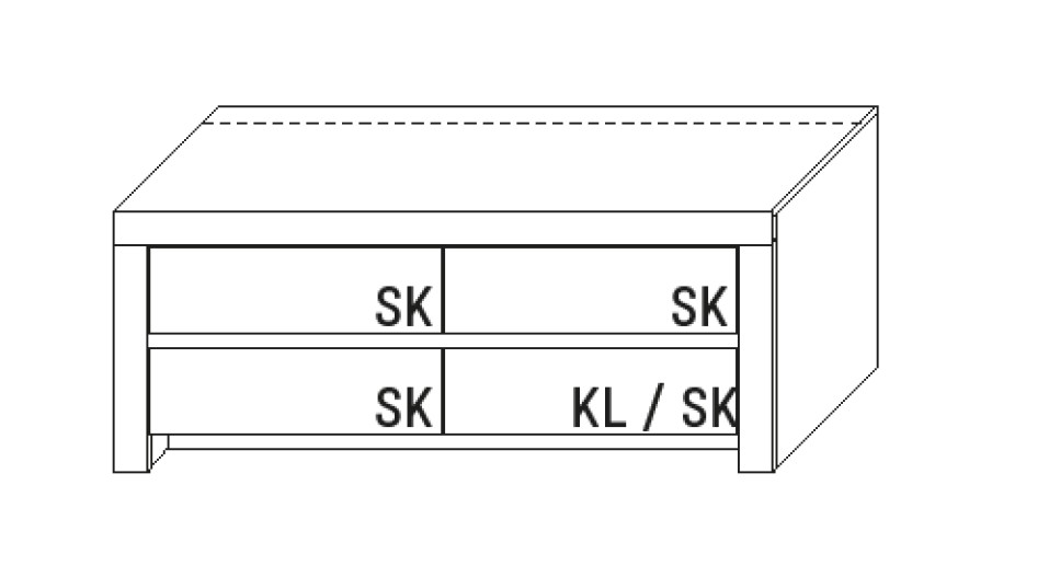 Illustration eines Lowboards vor weißem Hintergrund