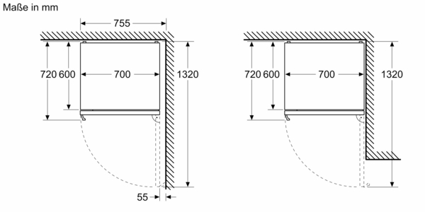 Technische Zeichnung mit Maßangaben von 1320 mm in der Höhe und 700 mm in der Breite.