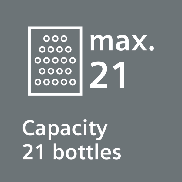 Symbol für die Lagerung von bis zu 21 Flaschen