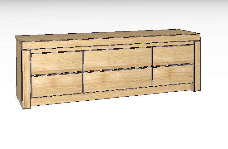 braunes Lowboard vor weißem Hintergrund