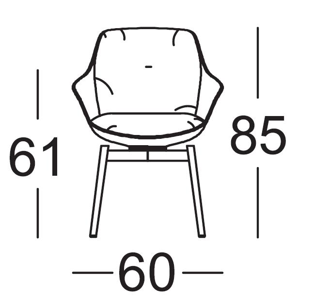 Rolf Benz. 600 | Stuhl mit Kernleder-Schale | Vierfuß Metall | mit oder ohne Drehfunktion