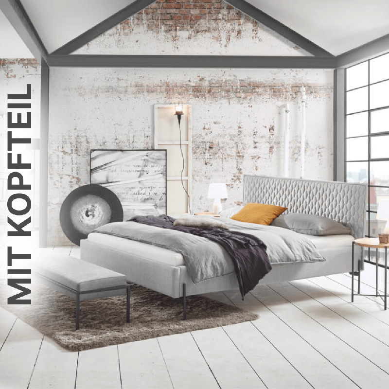Polsterbett mit Kopfteil mit Ziernaht