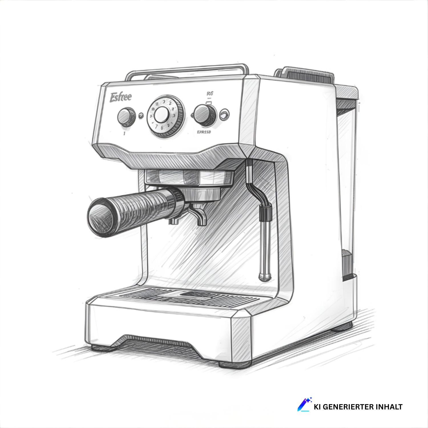 Bleistiftzeichnung einer Siebträgermaschine