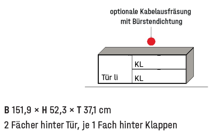 Illustration eines Hängelowboards mit Bezeichnung vor weißem Hintergrund