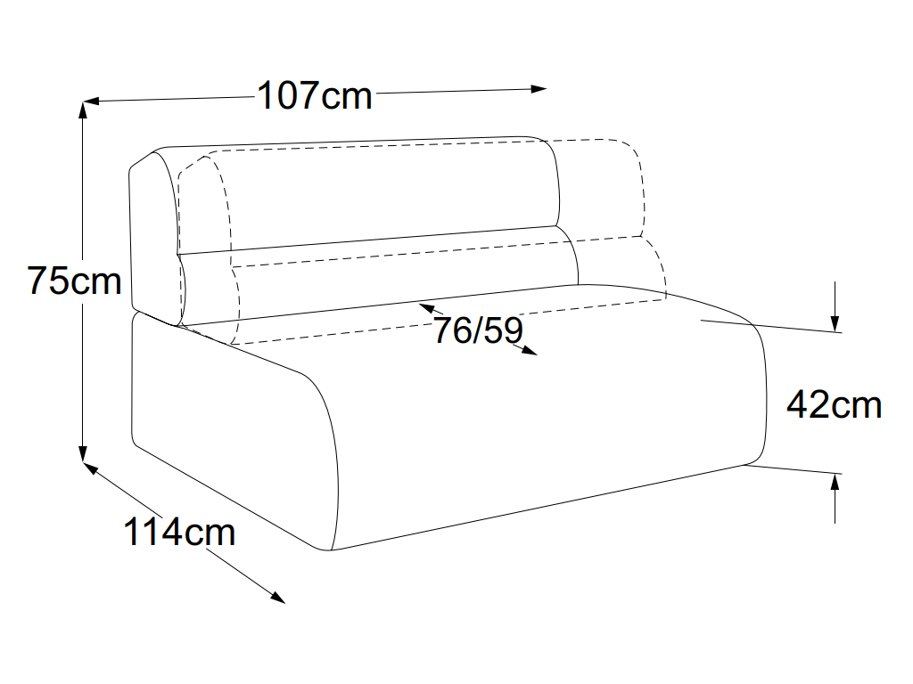 designwerk Colosseo - Element 105 ohne Armteil | B: 107 cm | mit Rückenverstellung | D081114 designwerk Colosseo - Element 105 ohne Armteil | B: 107 cm | mit Rückenverstellung | D081114