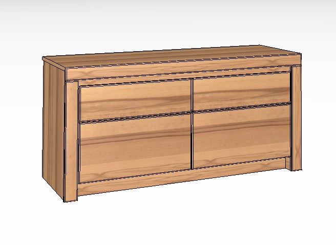 braunes Lowboard vor weißem Hintergrund