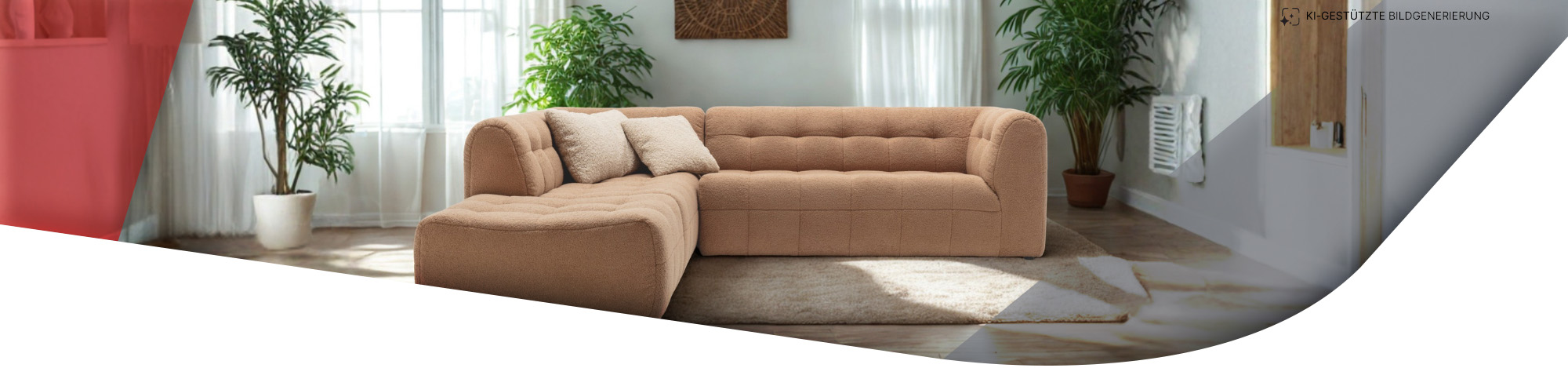hellbraune Couch im Chesterfield Stil mit eingezogen Zierknöpfen