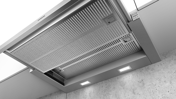 Unterbau-Dunstabzugshaube mit LED-Beleuchtung und Edelstahlfilter