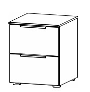 Illustration eines Nachttisches mit zwei Schubladen vor weißem Hintergrund