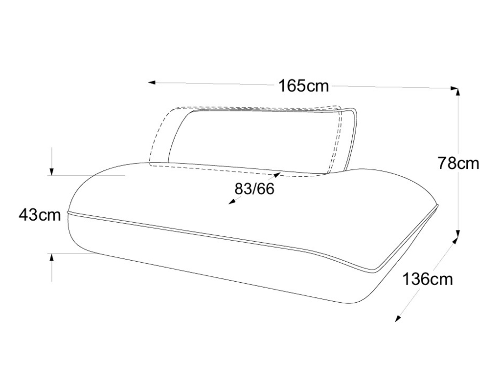 designwerk Fluffy - 2HT links | B: 165 cm | mit Rückenverstellung | D073521