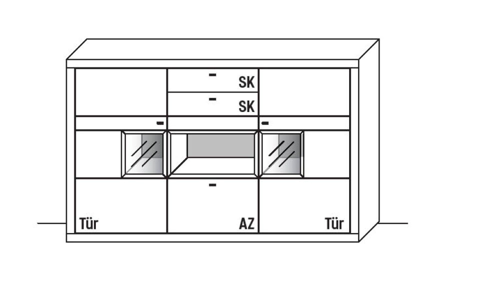 Illustration eines Highboards vor weißem Hintergrund