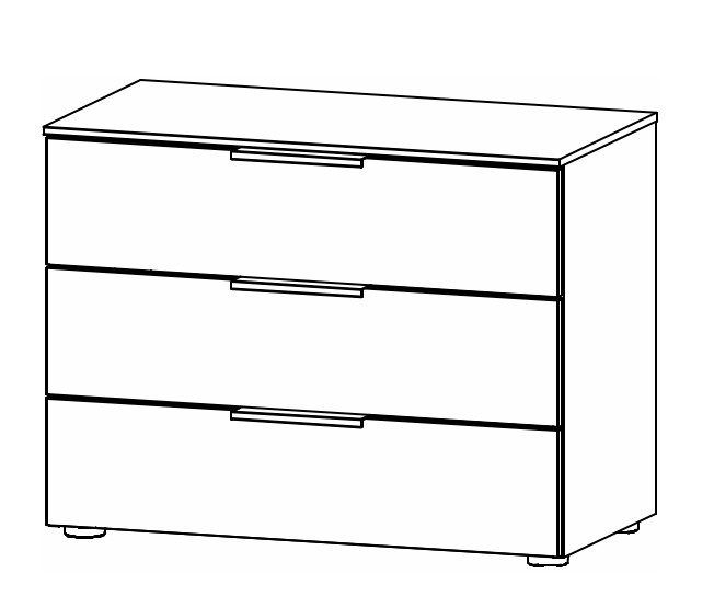 Illustration einer Kommode mit drei Schubladen vor weißem Hintergrund
