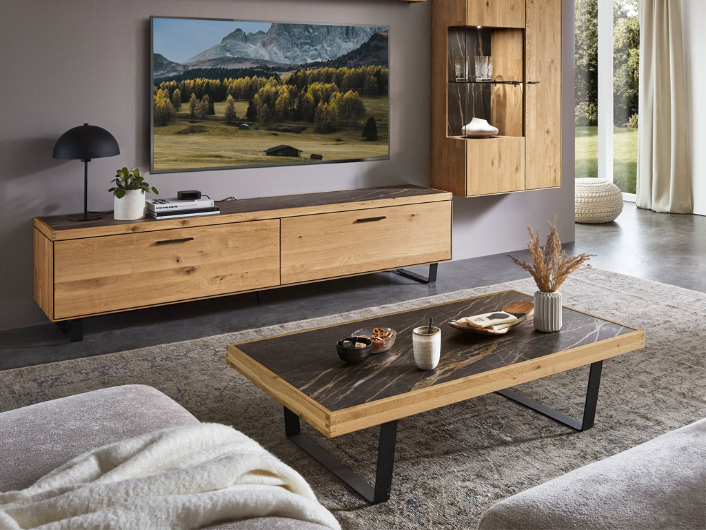 Wöstmann WM 2520 - Couchtisch | Type 9500 | B: 120,0  cm | Wildeiche massiv, Keramikplatte