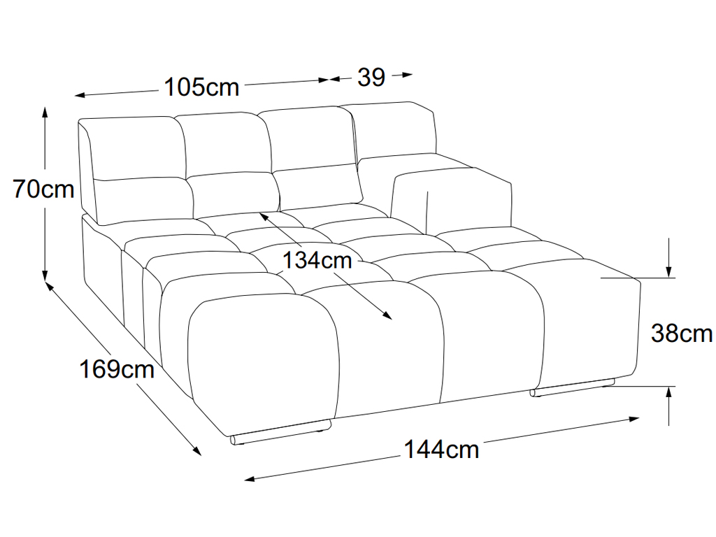 Designwerk Temple - Recamiere Armteil rechts | B: 144 cm | ohne Funktion | D021122